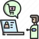 ecommerce, store, notebook, computer, cart, website, online shopping