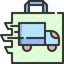 shipping, truck, delivery, fast, sales, transport, shopping bag