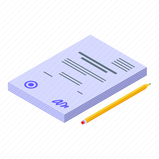 Degree, thesis, isometric icon - Download on Iconfinder