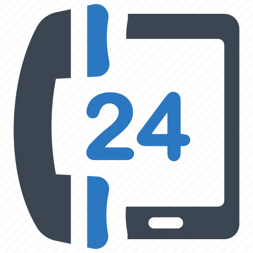 24 hours, 24 hours support, mobile, helpline icon - Download on Iconfinder