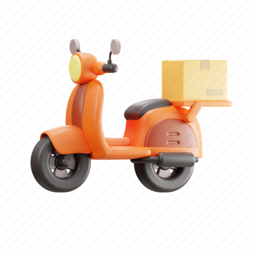 Delivery, scooter, transportation, logistics, package, truck, vehicle 3D illustration - Download on Iconfinder