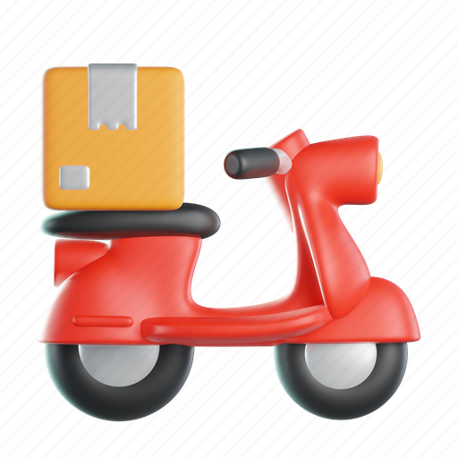 Scooter, delivery, business, shipment, package, motor, bike 3D illustration - Download on Iconfinder
