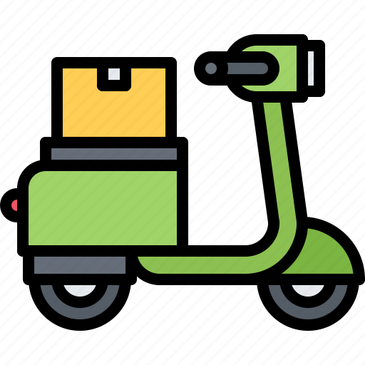 Box, courier, delivery, moped, parcel, warehouse icon - Download on Iconfinder
