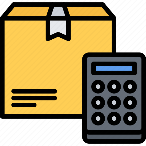 Box, calculator, courier, delivery, parcel, price, warehouse icon - Download on Iconfinder