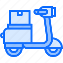 box, courier, delivery, moped, parcel, warehouse