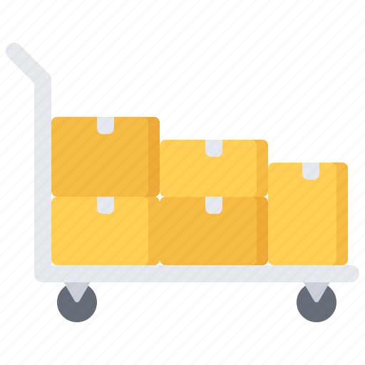Box, cart, courier, delivery, parcel, trolley, warehouse icon - Download on Iconfinder