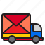 email, envelope, mail, message, truck 