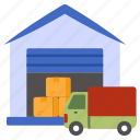 warehouse, storehouse, storeroom, depot, logistic storage