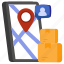 mobile parcel location, parcel direction, package location, package direction 