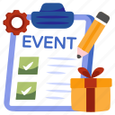 event list, logistic plan, checklist, todo list, worksheet