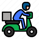 delivery, logistic, man, motorcycle, package, transportation