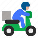 delivery, delivery man, logistic, man, motorcycle, package, transportation