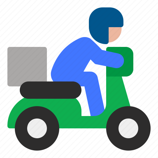 Delivery, delivery man, logistic, man, motorcycle, package, transportation icon - Download on Iconfinder