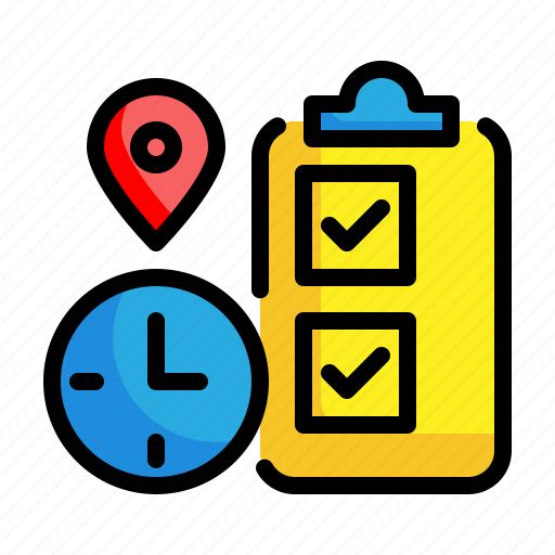 Checklist, gps, time, location, pin, delivery, clock icon - Download on Iconfinder