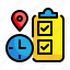 checklist, gps, time, location, pin, delivery, clock 