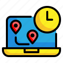 laptop, gps, pin, location, navigation, direction