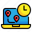 laptop, gps, pin, location, navigation, direction 