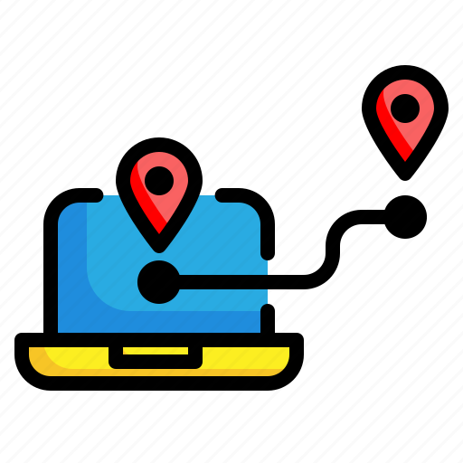 Laptop, gps, location, tracking, pin icon - Download on Iconfinder
