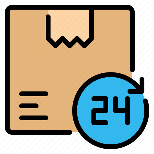 24 hours, box, clock, delivery, package, shipping, time icon - Download on Iconfinder