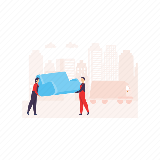 Shipping, sofa, delivery, workers, boy icon - Download on Iconfinder