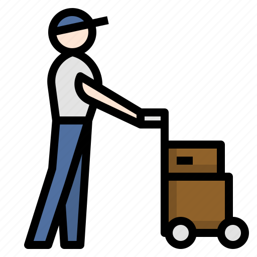 Baggage, cart, delivery, man, push, shopping, tourist icon - Download on Iconfinder