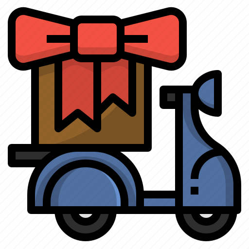 Birthday, christmas, delivery, gift, scooter, shipping, surprise icon - Download on Iconfinder