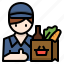 avatar, delivery, grocery, man, market, online, service 