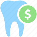 coin, dental, dollar, money, stomatology, tooth