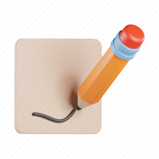 Pen, edit, drawing, writing, paper, stationery 3D illustration - Download on Iconfinder