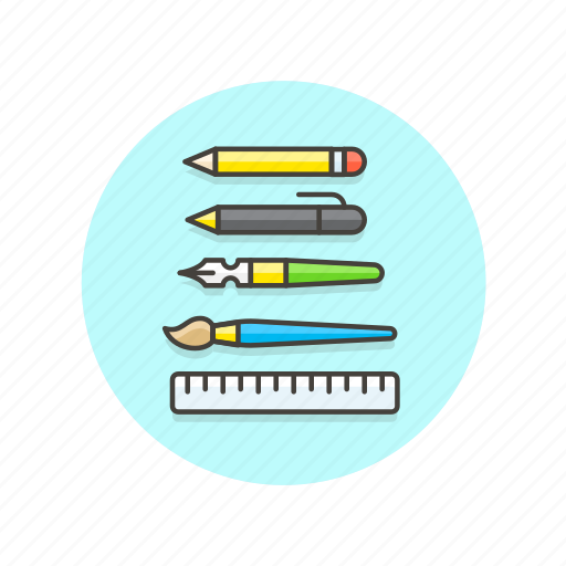 Design, stationary, brush, equipment, pen, pencil, ruler icon - Download on Iconfinder
