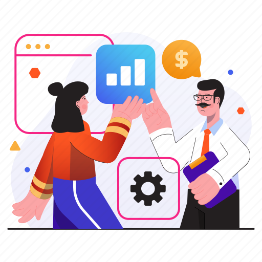 Teamwork, people, girl, man, woman, analysis, business illustration - Download on Iconfinder