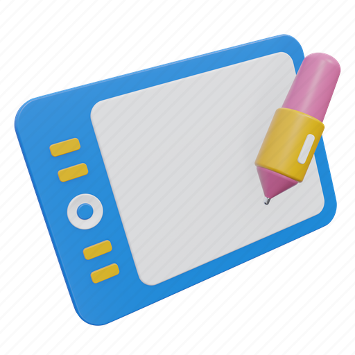 Graphic tablet, drawing tablet, pen tablet, tablet, designing, device, art 3D illustration - Download on Iconfinder