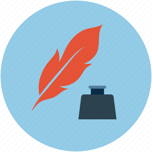 Ink, inkpot, inkwell, leaf, quill, quill and ink, write with quill icon - Download on Iconfinder
