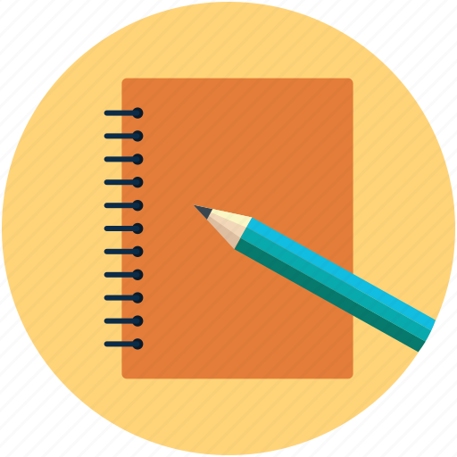 Copy and pencil, daily work diary, log book, note book, notepad, pencil, stenopad icon - Download on Iconfinder