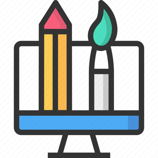 Brush, design, monitor, pencil, web design icon - Download on Iconfinder