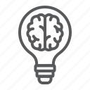 creative, brain, idea, lightbulb, thinking, light, bulb