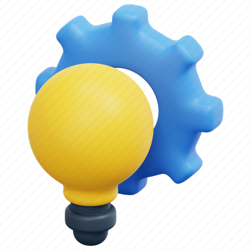 Idea, lightbulb, design, thinking, creative, innovation, gear 3D illustration - Download on Iconfinder