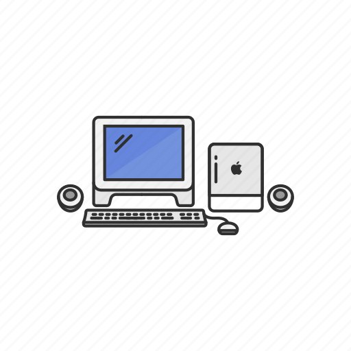 Computer set, desktop, g4 cube, imac, monitor and speaker, office supply, pc icon - Download on Iconfinder