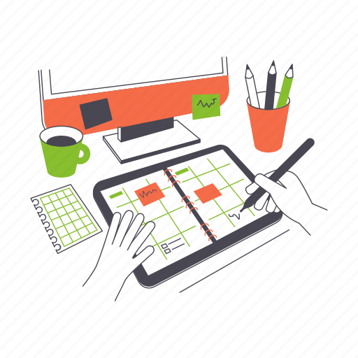 Planning, workday, office, work, plan, date, calendar illustration - Download on Iconfinder