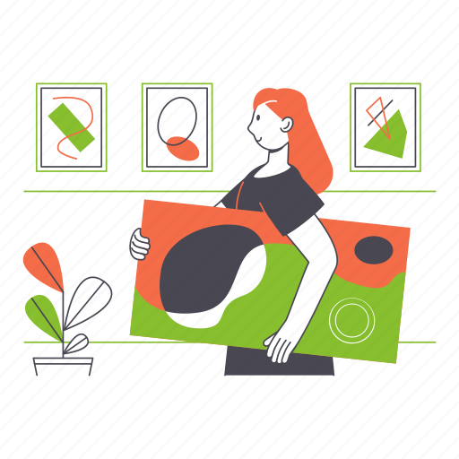 Presentation, project, woman, complite, work, office, picture illustration - Download on Iconfinder