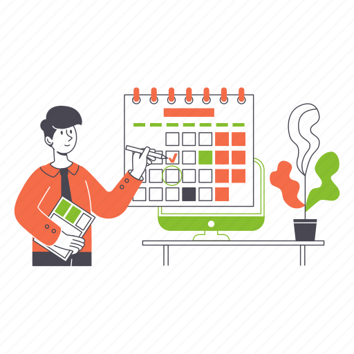 Manager, schedules, employees, time, schedule, calendar, event illustration - Download on Iconfinder