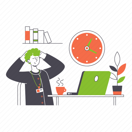 Guy, doesnt, work, office, lazy, not working, resting at work illustration - Download on Iconfinder