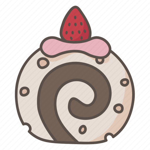 Cake, roll, cream, dessert, sweet, treat, strawberry icon - Download on Iconfinder