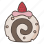 cake, roll, cream, dessert, sweet, treat, strawberry 