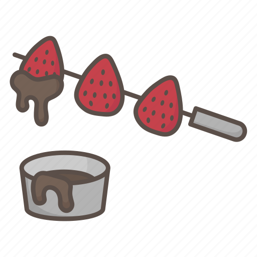 Strawberry, skewer, chocolate, dessert, sweet, treat icon - Download on Iconfinder