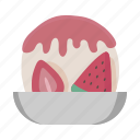 bingsu, ice, fruits, dessert, sweet, strawberry, watermelon
