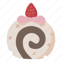 cake, roll, cream, dessert, sweet, treat, strawberry
