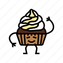 cupcake, dessert, character, food, cake, cute