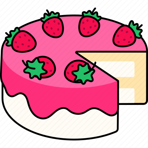 Vanilla, strawberry, cake, was, divided, dessert icon - Download on Iconfinder