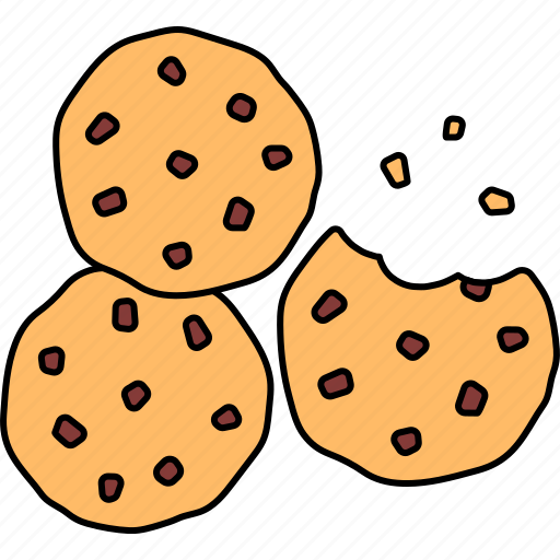 Three, piece, vanilla, chocolate, chip, cookies, dessert icon - Download on Iconfinder